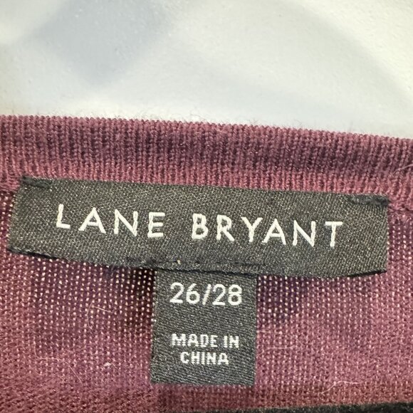Lane Bryant 24/28 Burgundy V-Neck Long Sleeve Top EUC Basic Stretchy Workwear - Picture 3 of 5